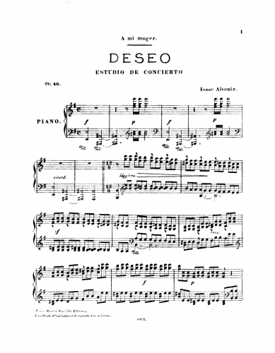 Albéniz - Deseo, Estudio de concierto, Op. 40 - Score