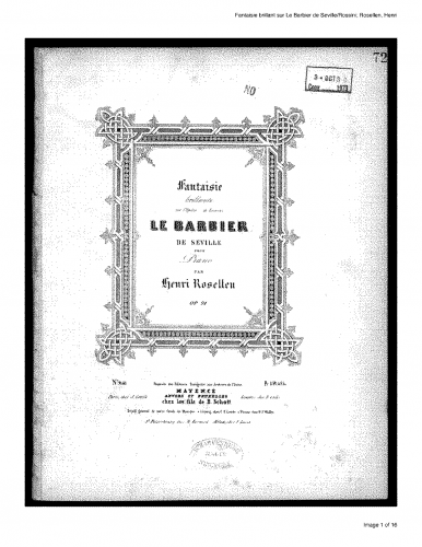 Rosellen - Fantaisie brillant sur l'opera de Rossini Le Barbier de Seville - Score