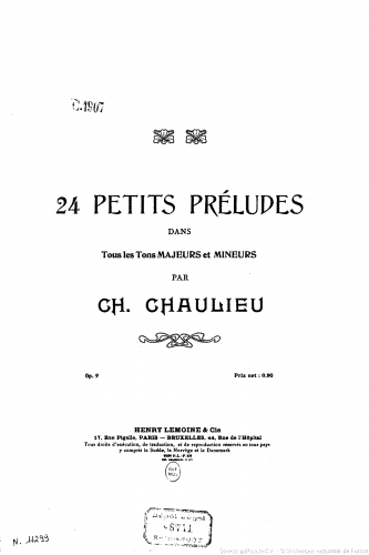 Chaulieu Jr. - 24 petits préludes dans tous les tons majeurs et mineurs - Score