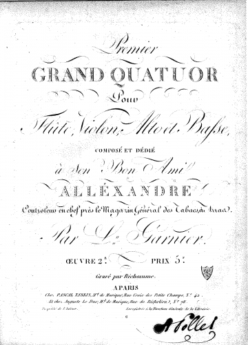 Granier - Grand Flute Quartet in G, Op. 2