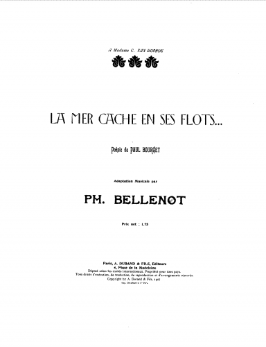 Bellenot - La mer cache en ses flots - Score