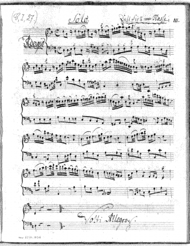 Hasse - Flute Sonata in D major - Scores and Parts - Score