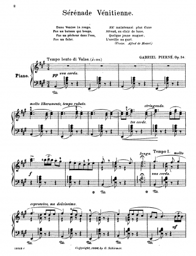 Pierné - Sérénade Vénitienne, Op. 34 - Score