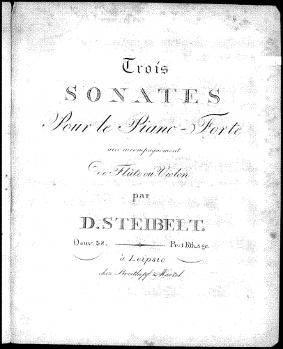 Steibelt - 3 Sonates pour le Piano-Forte avec accompagnement de flÃ»te ou Violon - Piano