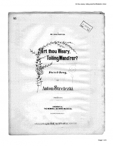 Strelezki - Art thou weary, toiling wand'rer - Score