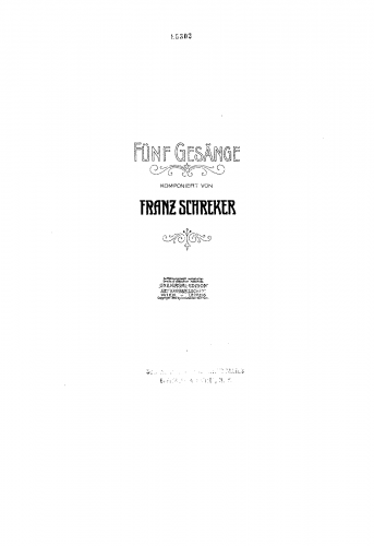 Schreker - Fünf Gesänge - Score