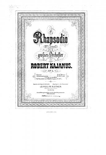 Kajanus - Rhapsody No. 1, Op. 5 - Score