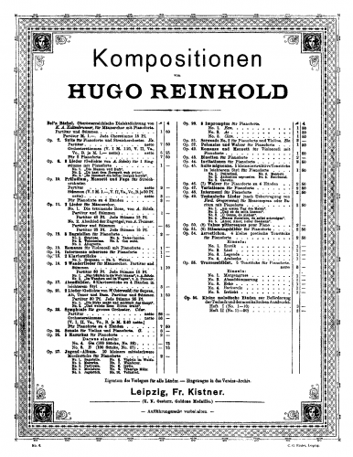 Reinhold - Intermezzo scherzoso, Op. 14 - Score
