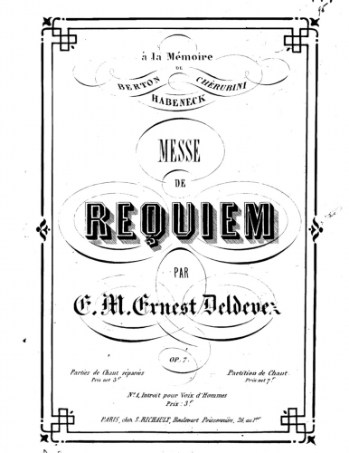 Deldevez - Requiem, Op. 7 - Vocal Score - Score