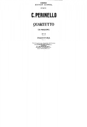 Perinello - String Quartet, Op. 10 - Scores - Score