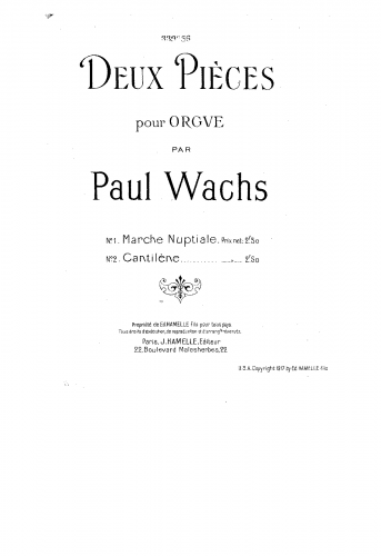 Wachs - 2 Pièces pour Orgue - Score