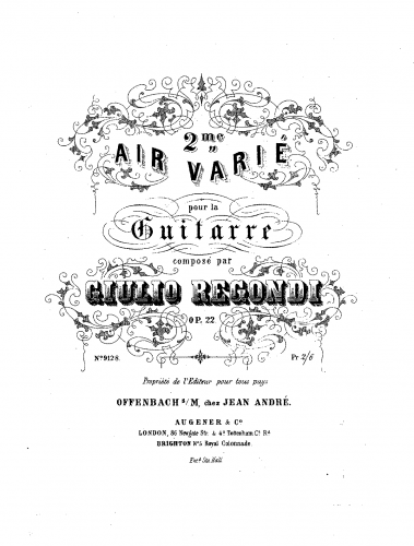 Regondi - 2me Air Varie - Score