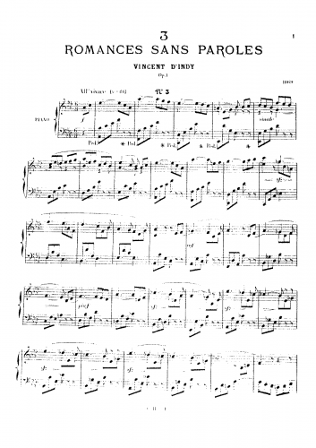 Indy - 3 Romances sans Paroles, Op. 1 - No. 3