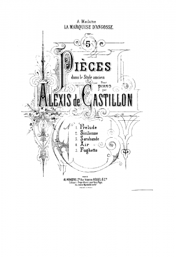 Castillon - 5 Pieces in the Old Style, Op. 9 - Score