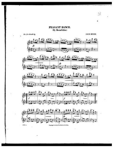Baumfelder - Small Piano Pieces for the Young, Op. 208 - No. 5: Peasant Dance For Piano 4 hands (Meyer) - Score