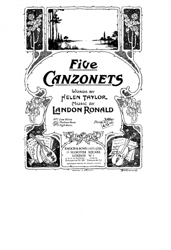 Ronald - Five canzonets for voice and piano. - Score
