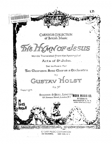 Holst - The Hymn of Jesus - Vocal Score - Score