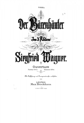Wagner - Der Bärenhäuter, Op. 1 - Overture - Score