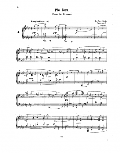 Cherubini - Requiem in D minor - Pie Jesu For Piano solo (Pauer) - Score