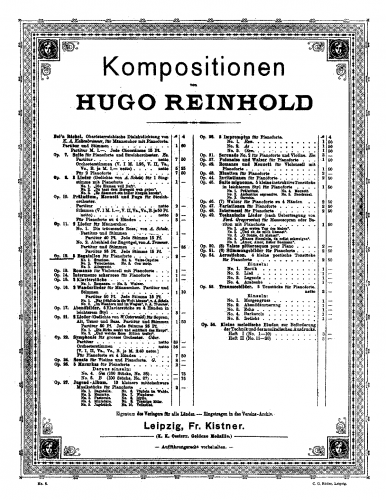 Reinhold - 5 Bagatellen, Op. 12 - Score