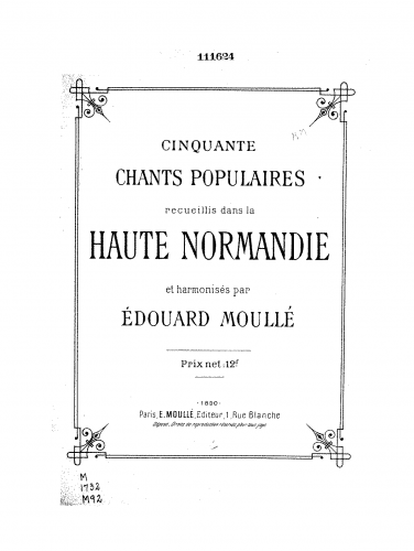 Moullé - 50 Chants Populaires Normands - Score