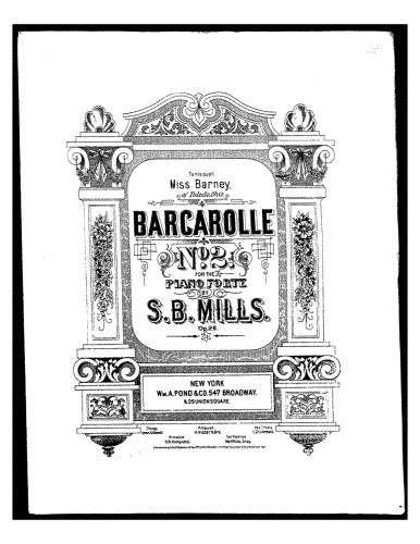 Mills - Barcarolle No. 2, Op. 28 - Score