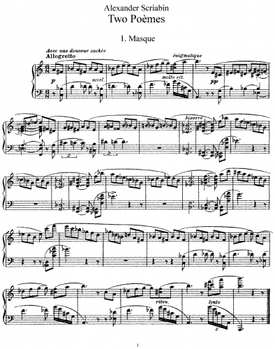 Scriabin - 2 Poemes, Op. 63 - Piano Score - Score