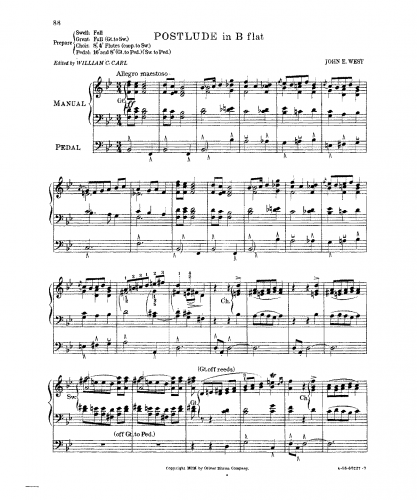 West - Postlude in B-flat major - Score