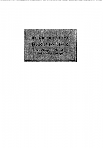 Schütz - Becker Psalter, Op. 5 - Chorus Scores - Score