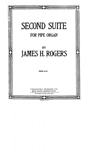 Rogers - Second suite for pipe organ - Score