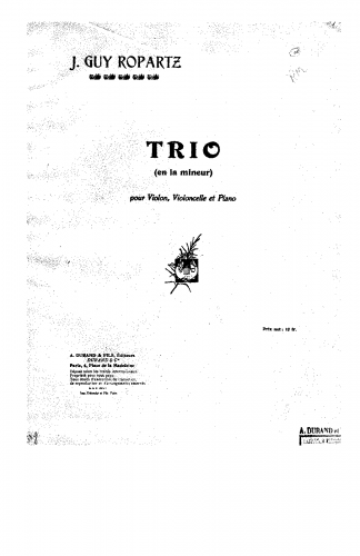 Ropartz - Piano Trio - Scores and Parts