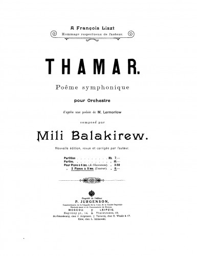 Balakirev - Tamara - For 2 Pianos, 8 Hands