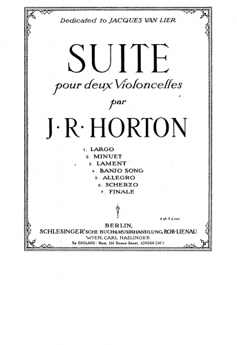 Horton - Suite for 2 Cellos - Score