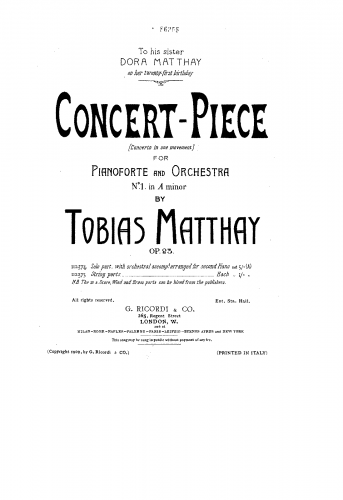 Matthay - Concert-Piece No. 1 - For 2 Pianos - Score