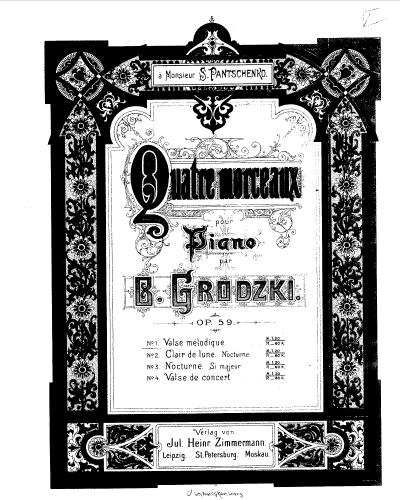 Grodzky - 4 Pieces for Piano, Op. 59 - Score