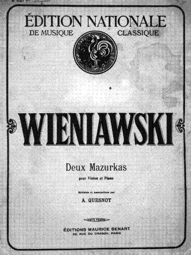 Wieniawski - 2 Mazurkas - Scores and Parts - Piano Score and Part