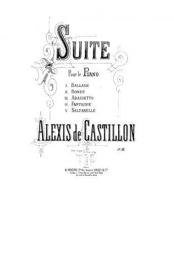 Castillon - Suite for Piano No. 2, Op. 10 - Score