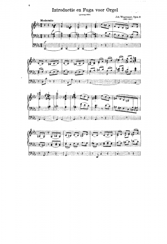 Wagenaar - Introduction and fugue, Op. 3 - Score