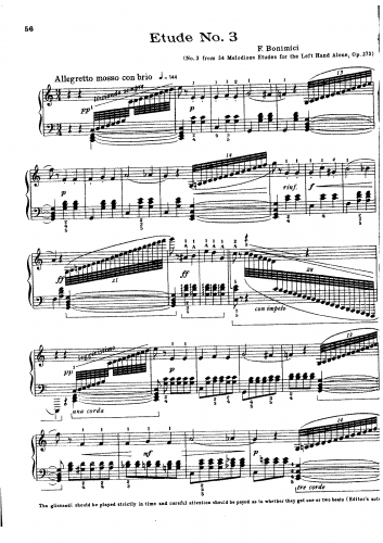Bonamici - 34 Etudes Melodiques, Op. 273 - 3. Etude in C - complete score