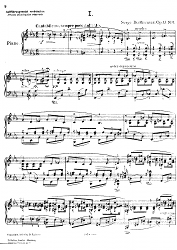 Bortkiewicz - 6 Preludes, Op. 13 - Score