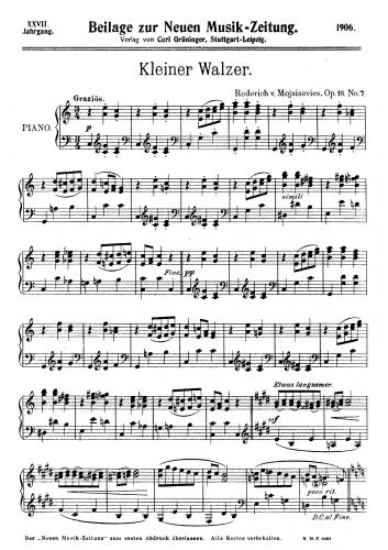 Mojsisovics - Piano Pieces, Op. 16 - No. 7 - Kleiner Walzer