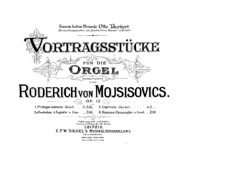 Mojsisovics - 4 Organ Pieces - Score