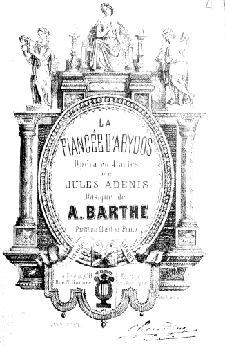 Barthe - La fiancée d'Abydos - Vocal Score - Score