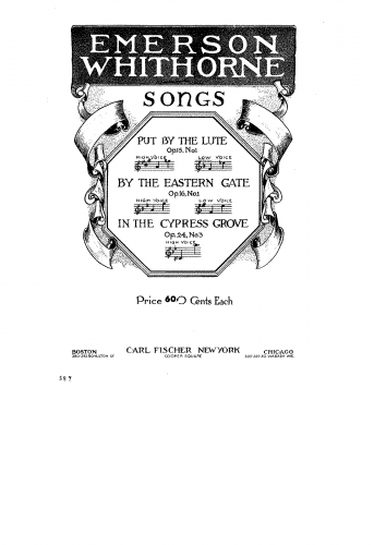 Whithorne - Put by the Lute, Op. 15 No. 1 - Score