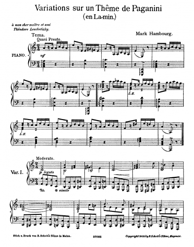 Hambourg - Variations on a Theme of Paganini - Score
