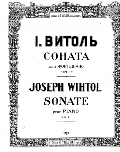 V?tols - Piano Sonata, Op. 1 - Score