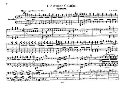 Suppé - Die schöne Galathée - Overture For Piano 4 hands - Score