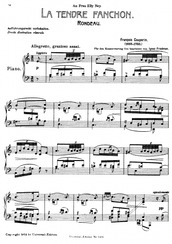 Friedman - Piano Transcriptions (Couperin) - Piano Score [[:Category:Couperin, François|François Couperin]] - La Tendre Fanchon