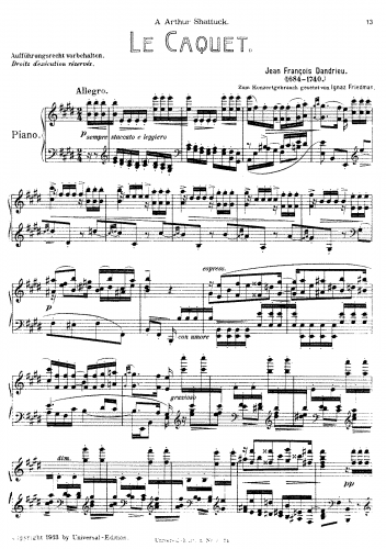 Friedman - Piano Transcriptions (Dandrieu) - Piano Score - Le Caquet