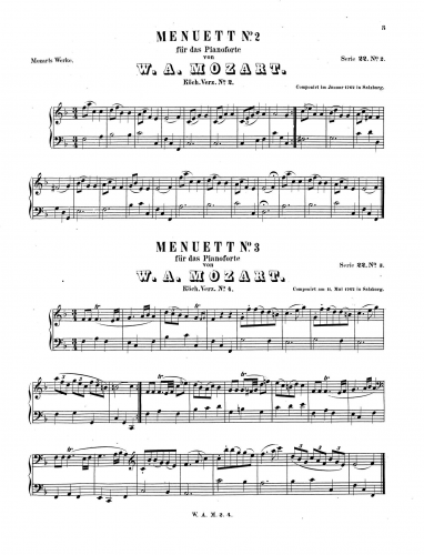 Mozart - Minuet - Piano Score - Score